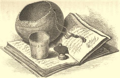 Lieut. Bligh's Gourd, Cup, Bullet-Weight, and Book