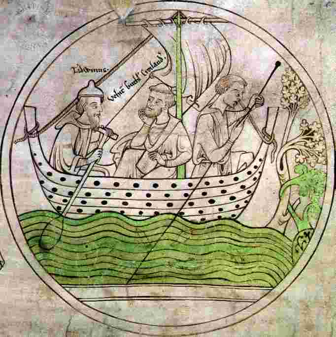 Tatwine conveys Guthlac to Croyland by fishing boat