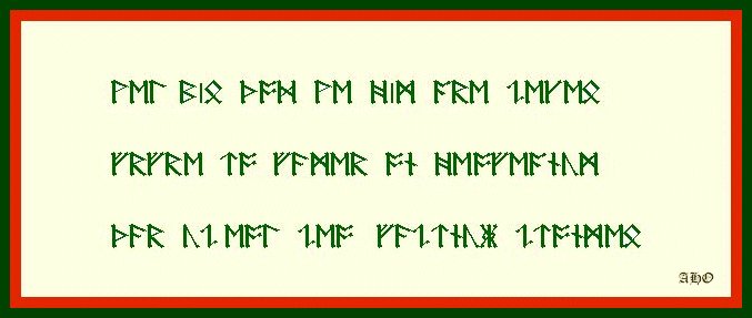 Three half lines from The Wanderer witten in runes