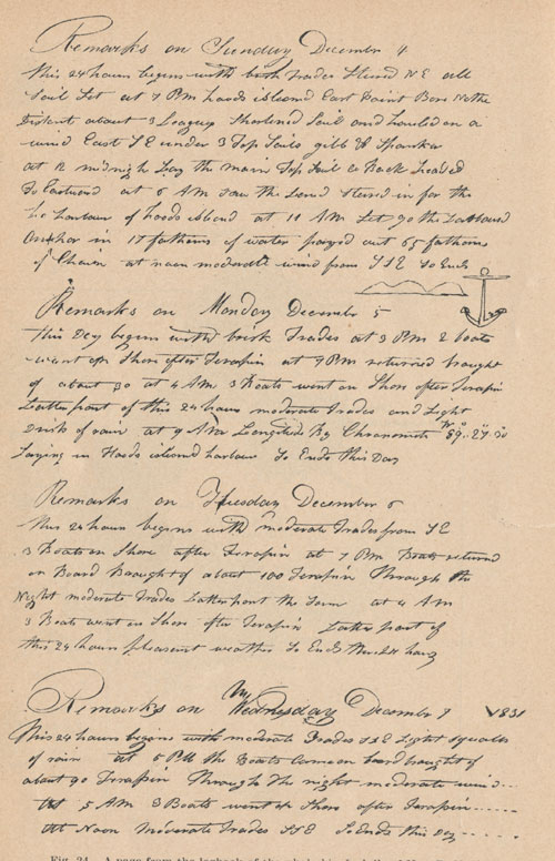 A page from the logbook of the whaleship Isabella of New Bedford