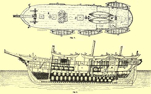 Deck And Sectional Plan Of The Whaling Bark Alice Knowles.
